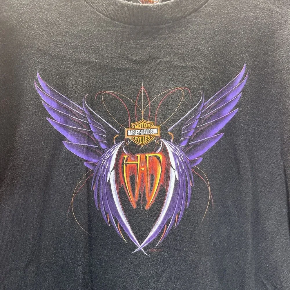 Harley Davidson Purple Wings Gas Tank Riders Ft Lauderdale FL T-Shirt Mens L - Picture 3 of 10